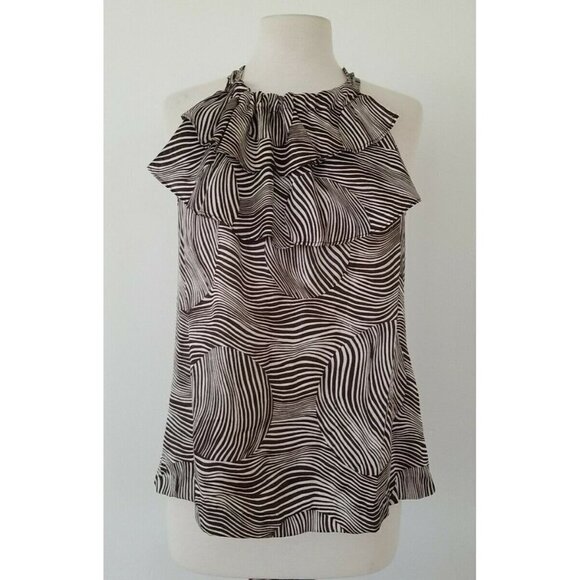 Cato White and Brown Stripped Blouse No Sleeves Si - Picture 1 of 5